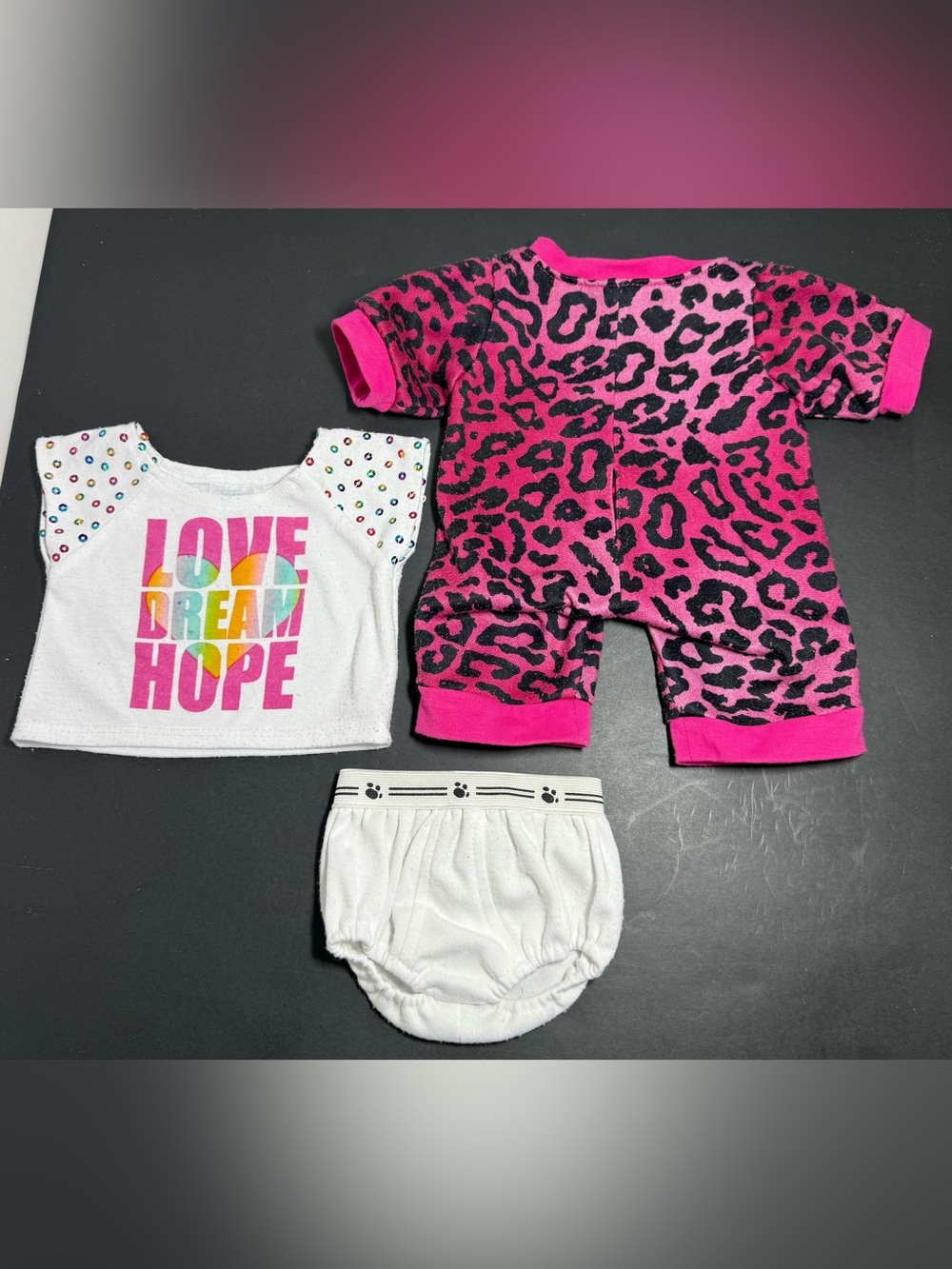 Build-A-Bear Workshop Clothing Lot Jumpsuit T-Shirt Underwear 3pc